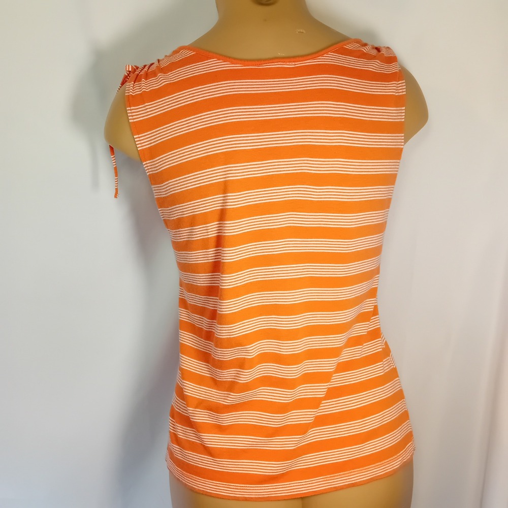 Y2K Gap Women's Striped Tank Top Preppy Orange White Tie Shoulder Cute Approx M - Picture 5 of 16